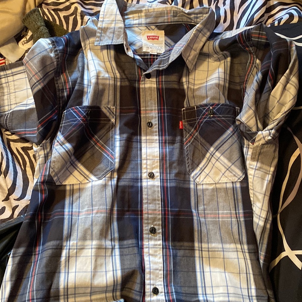 Levi plad short sleeve button up